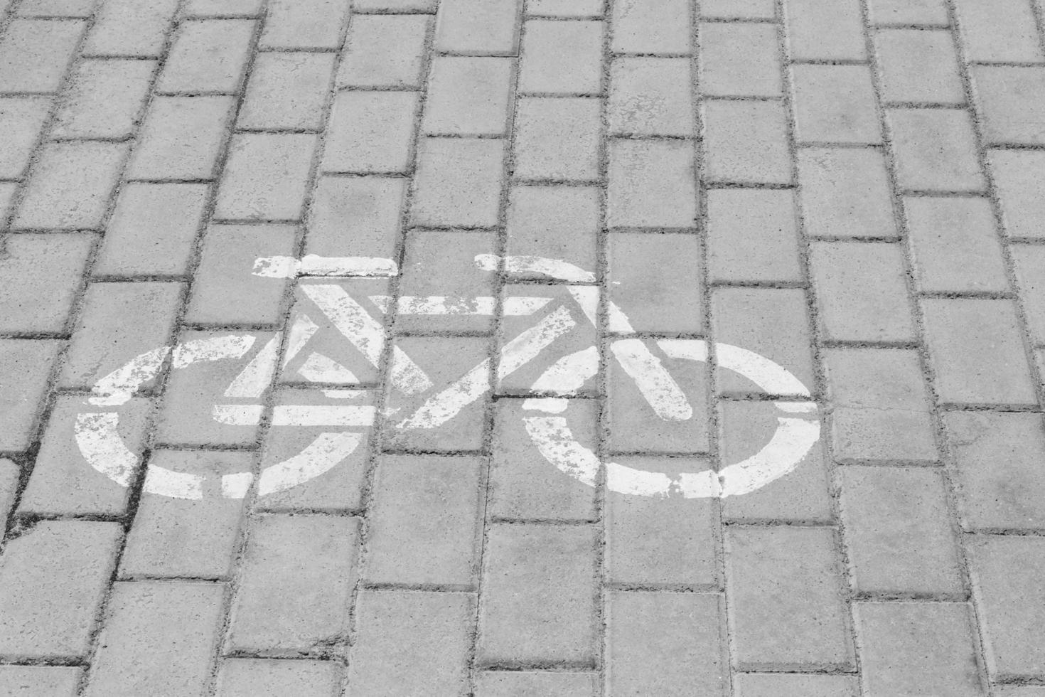 white bicycle way sign on road photo