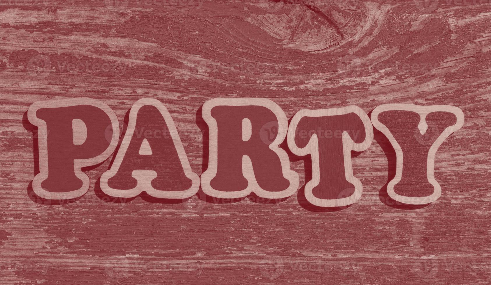 word party made of wooden letters on wooden board photo