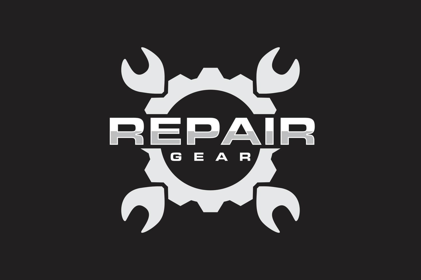 mechanical gear wrench logo vector