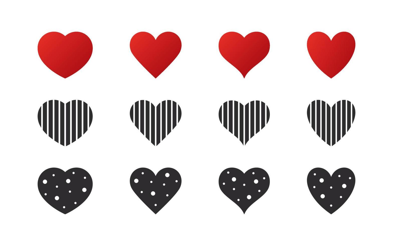 rojo corazones. corazones señales. corazones de varios formas vector escalable gráficos