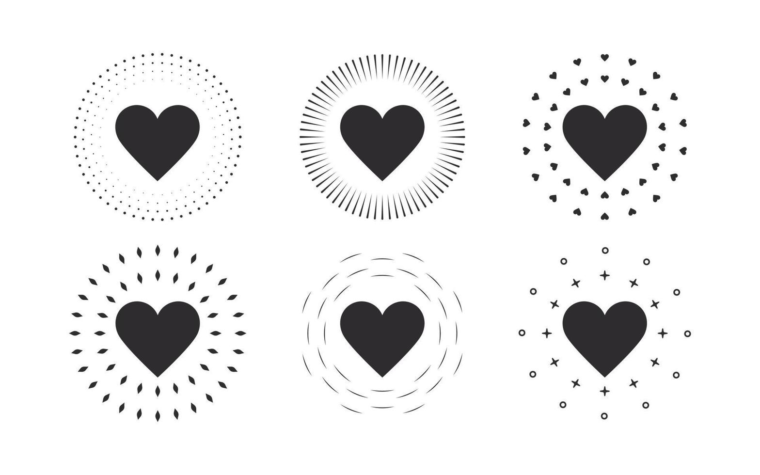 Heart icons. Hearts with different effects. Hearts of various shapes. Vector scalable graphics
