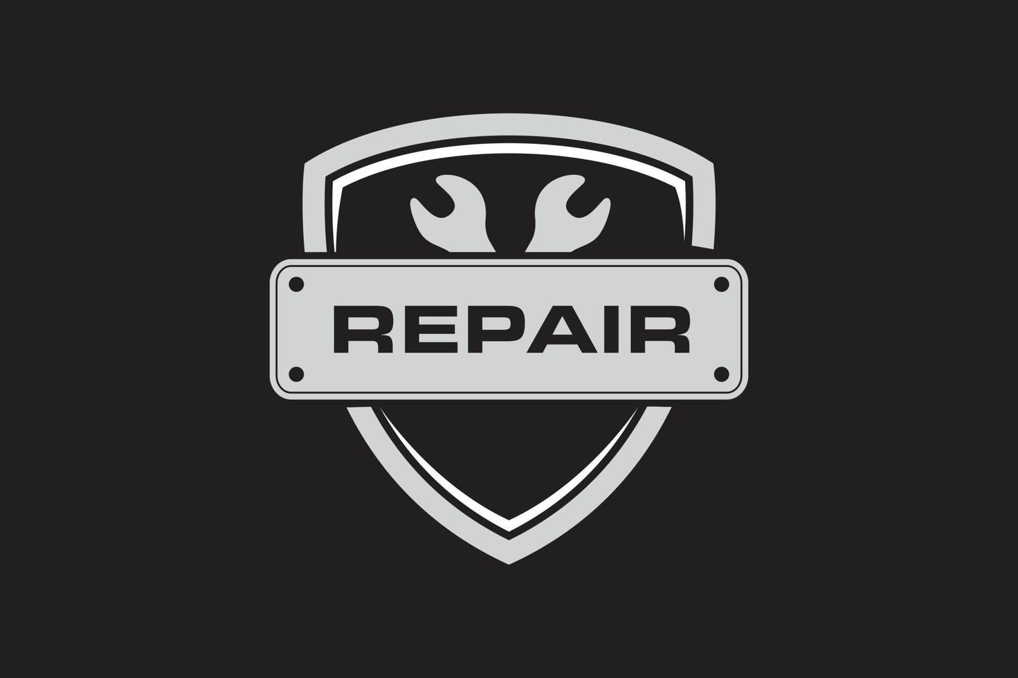 repair shield wrench logo vector