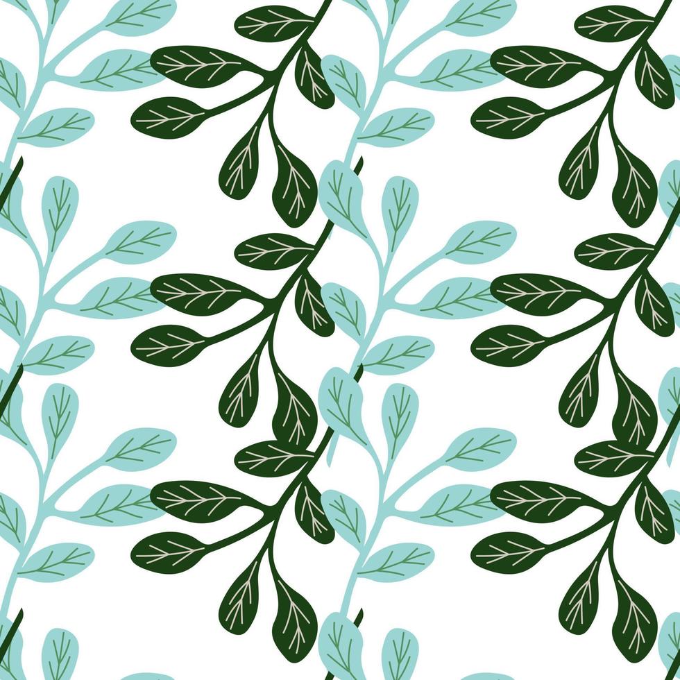 Simple branches with leaves seamless pattern. Organic endless background. Decorative forest leaf endless wallpaper. vector