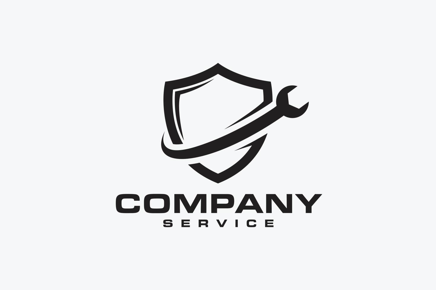 shield setting wrench logo vector