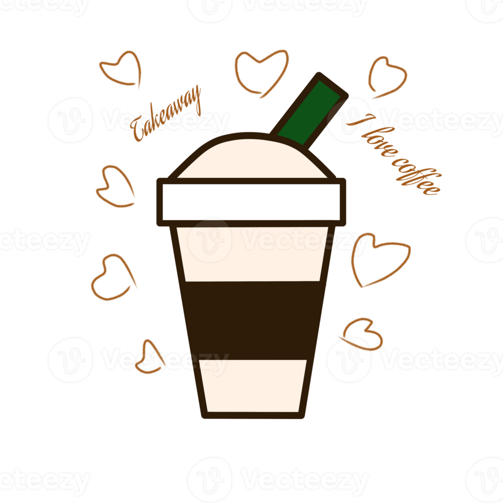Illustration design cup of coffee flat takeaway png