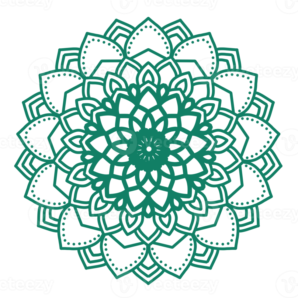 Mandala illustration hand drawn flower green line element decorative decorations oriental indian Arabic Turkish png