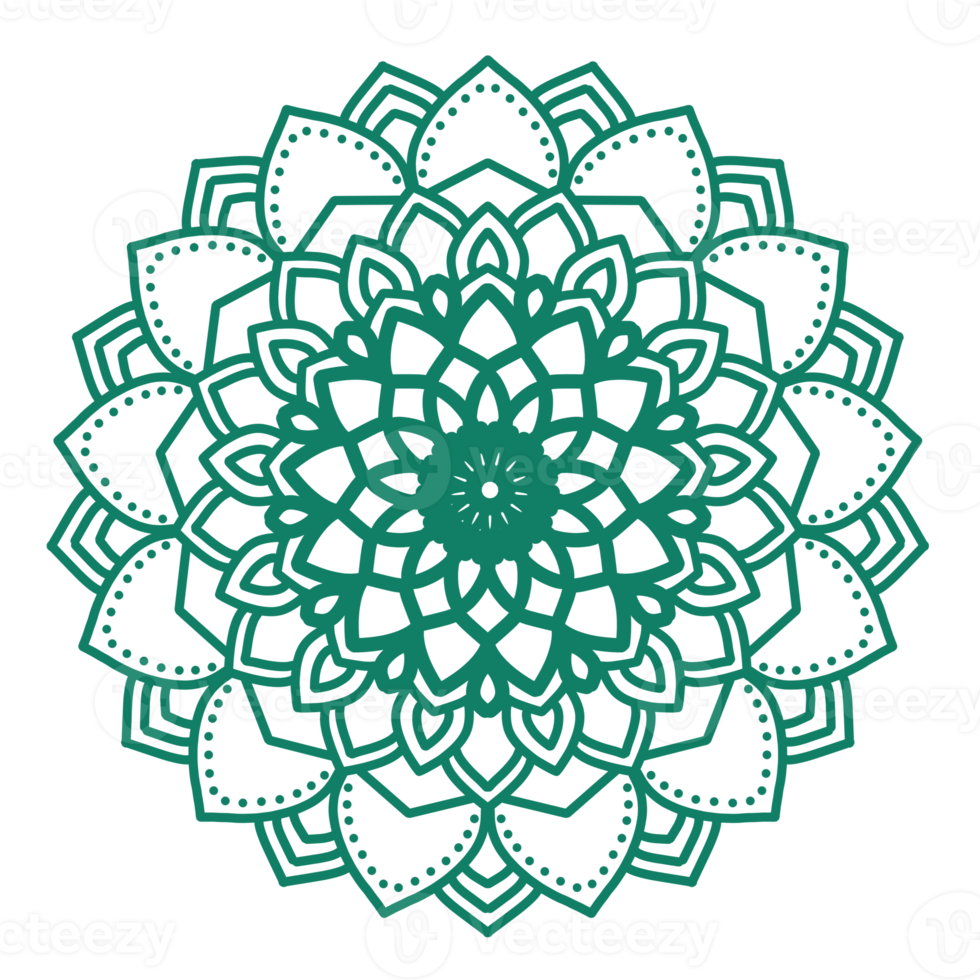 mandala illustration main tiré fleur vert ligne élément décoratif décorations Oriental Indien arabe turc png