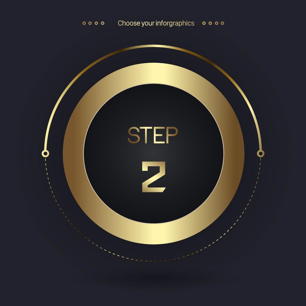 Step 2 Luxury number option for Premium multipurpose Infographic Vector template, an element step option, golden version on a dark background