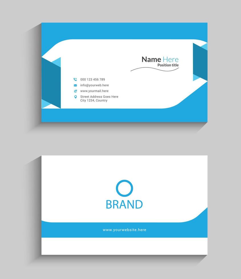 blue and white business card design template vector