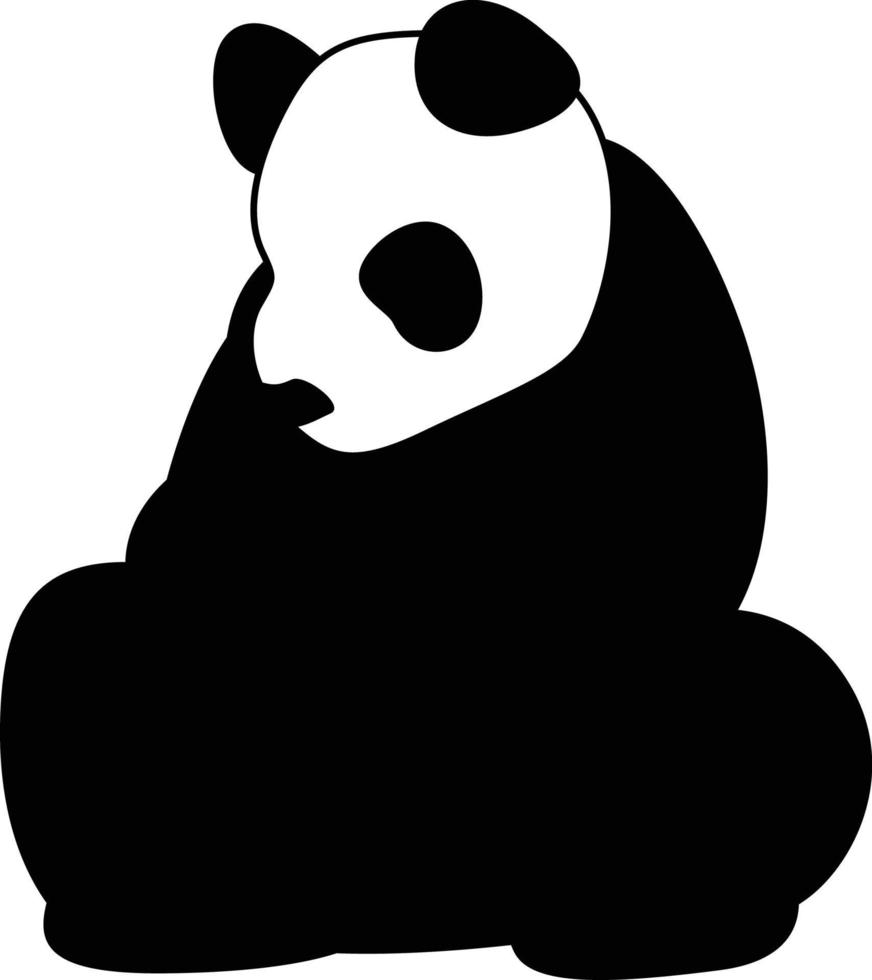 gigante panda oso silueta, bambú carbón, animales, monocromo vector