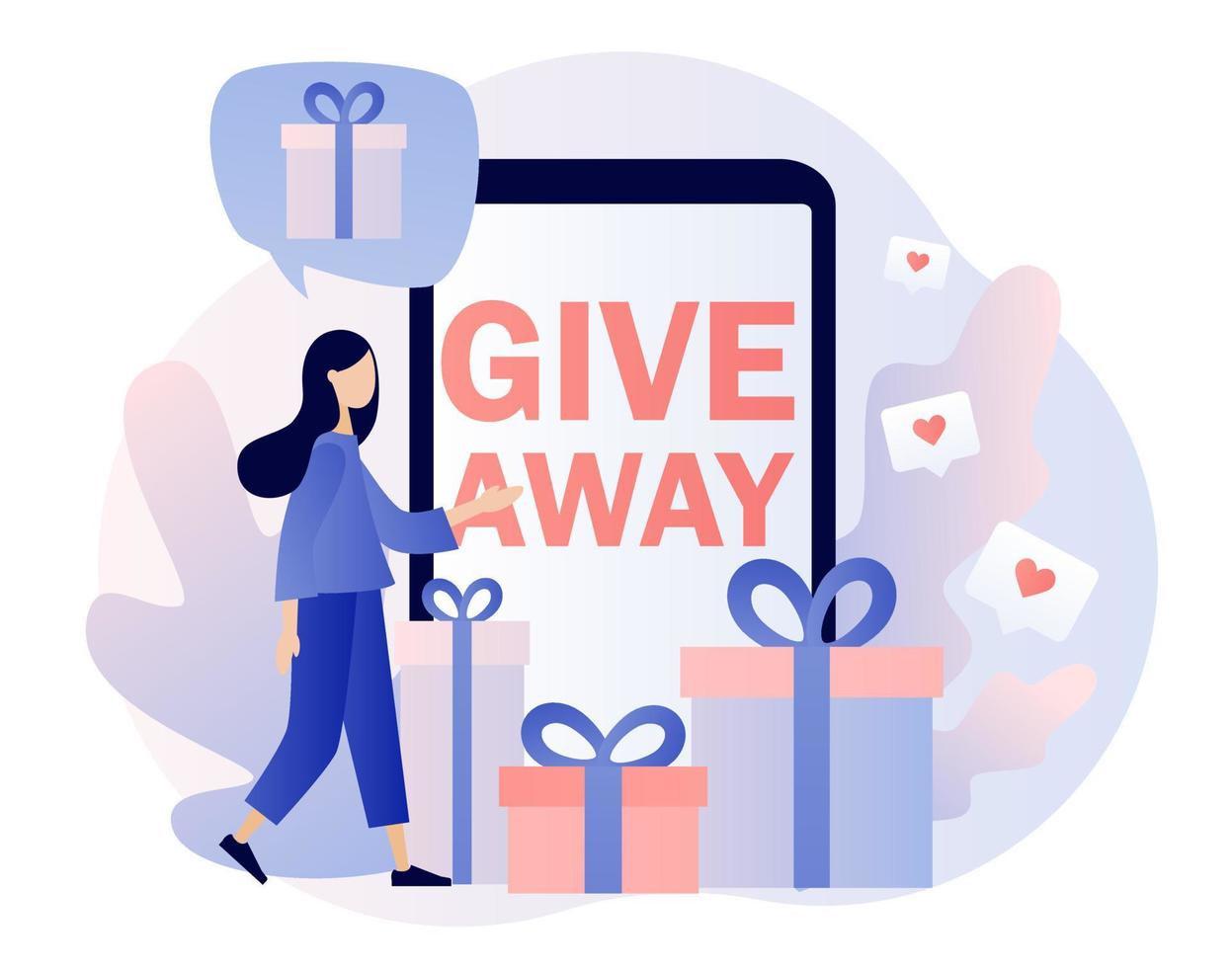 Giveaway marketing concept set. Flat cartoon style. Vector illustration