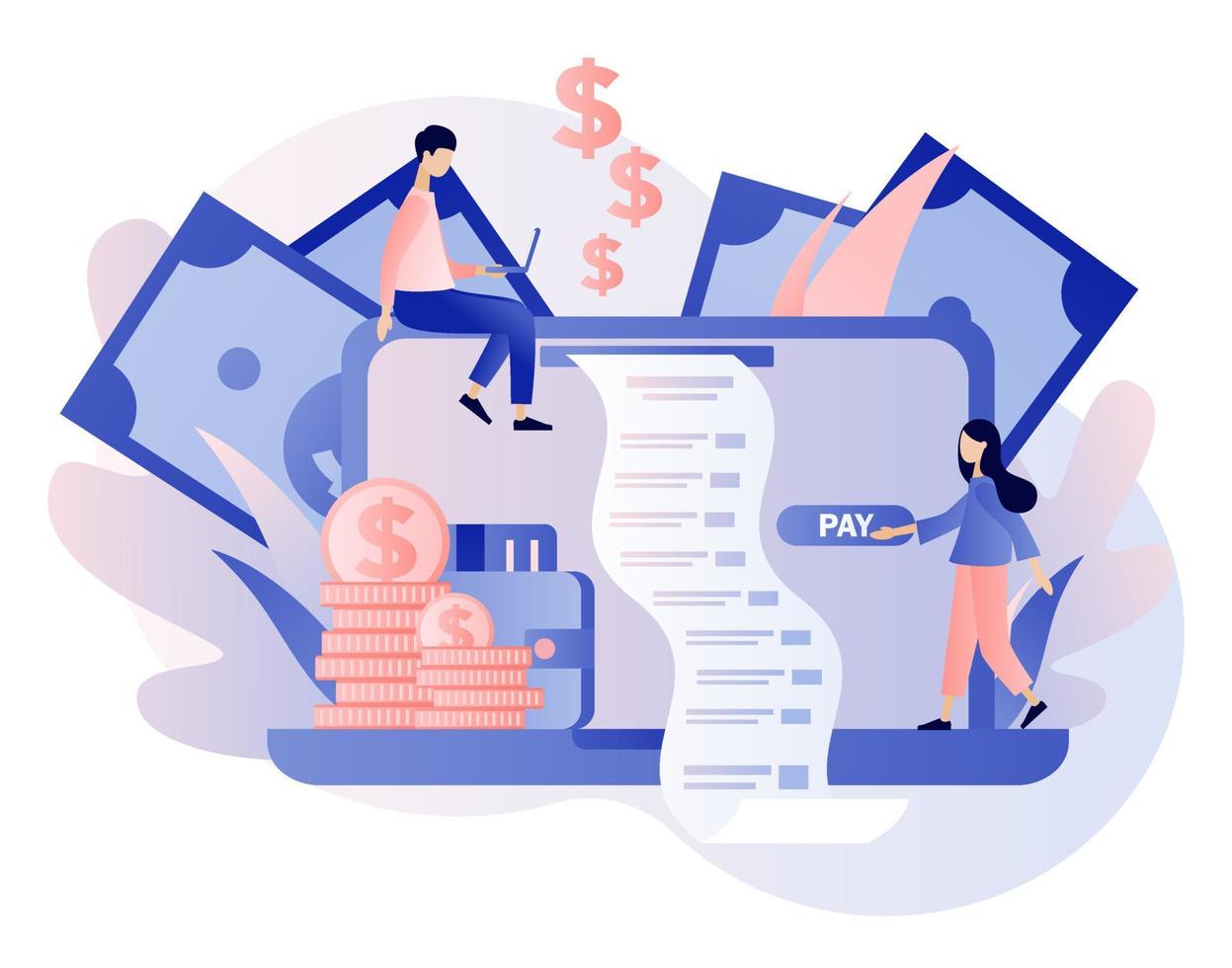 Online payment concept. Digital bill. Modern flat cartoon style. Vector illustration