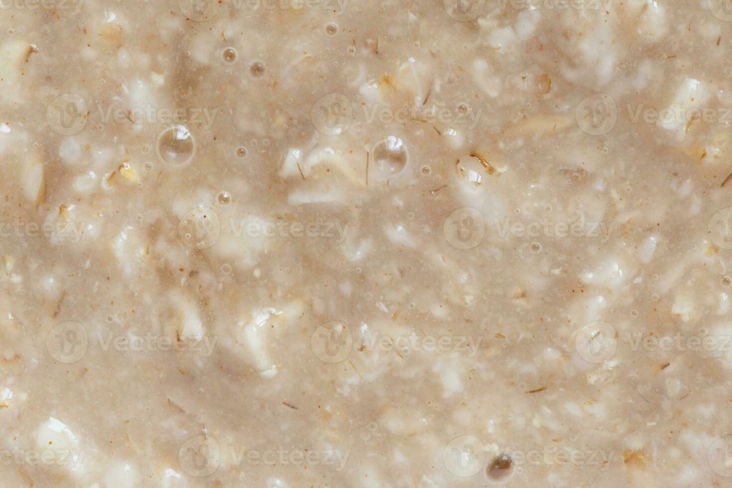 close up of oatmeal porridge with honey and cinnamon photo