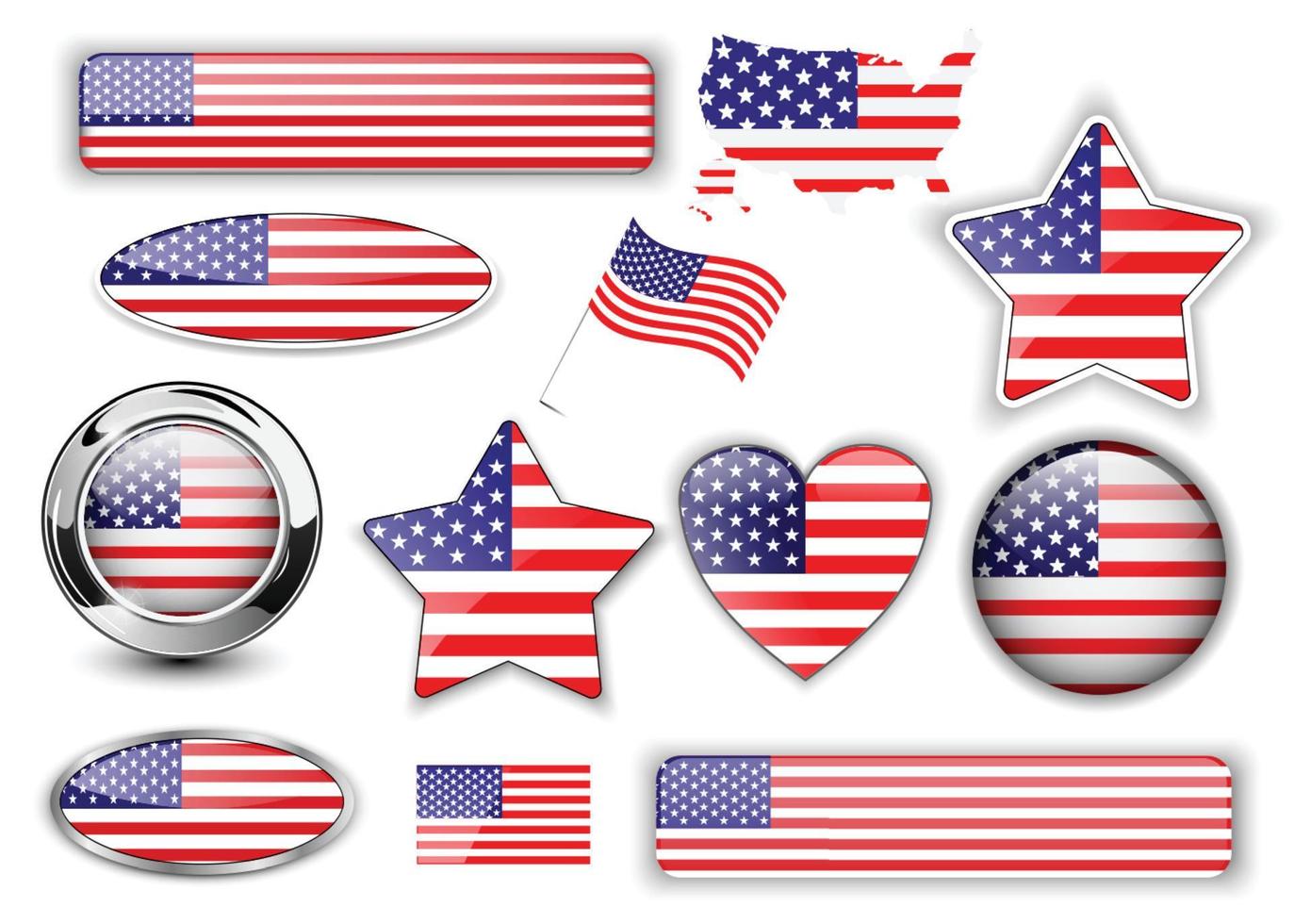 EE.UU, norte americano bandera botones genial recopilación, alto calidad vector ilustración.