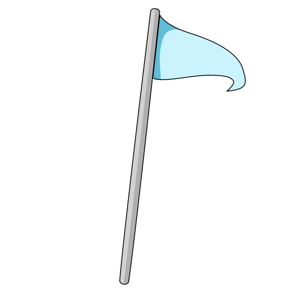 Blank blue flags on grey staves element for designers png