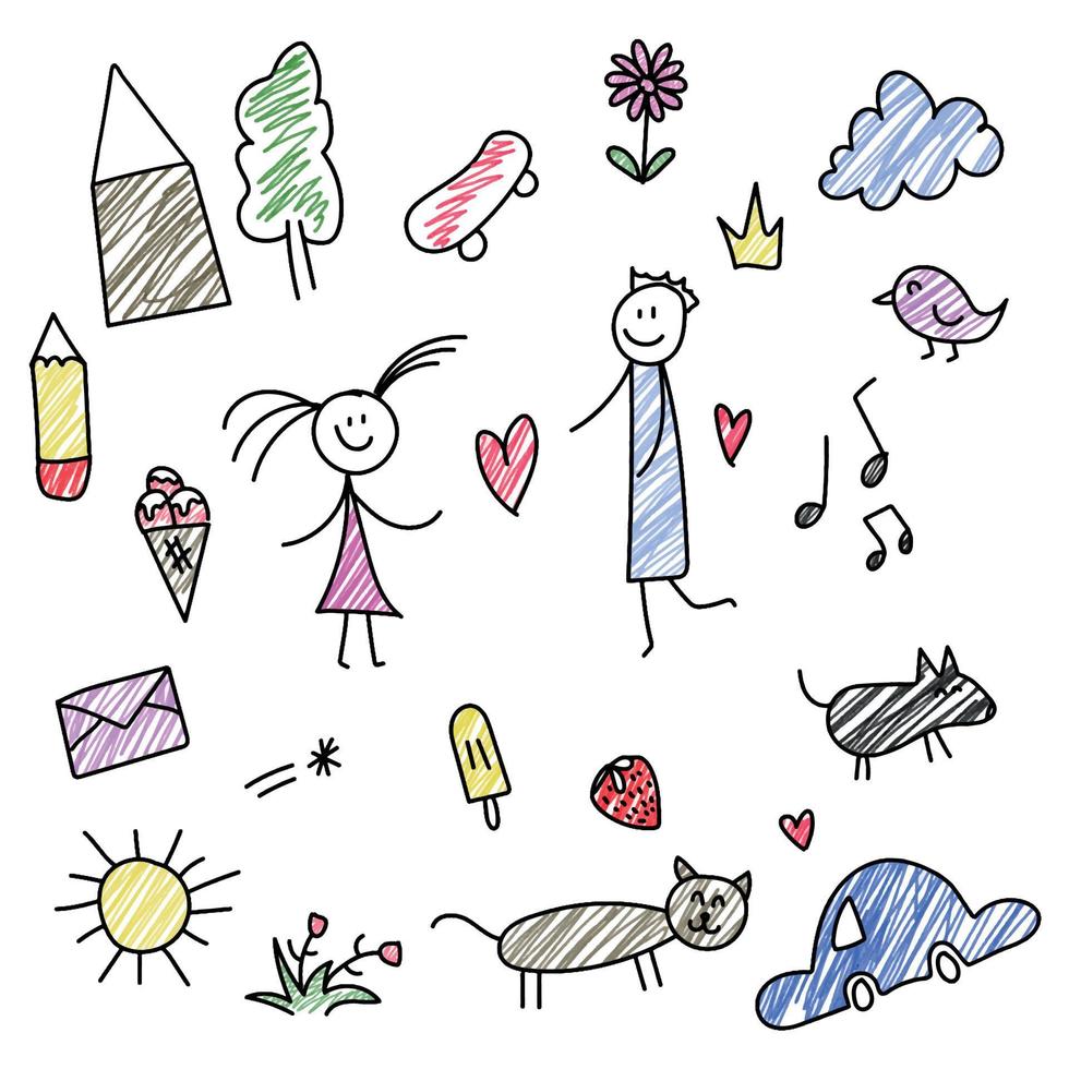 kids doodle of in love couple 22389762 Vector Art at Vecteezy