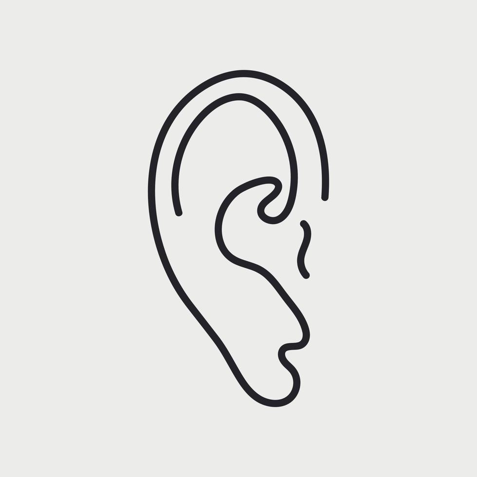 Human Ear one line drawning. World deaf day sketch. Vector illustration