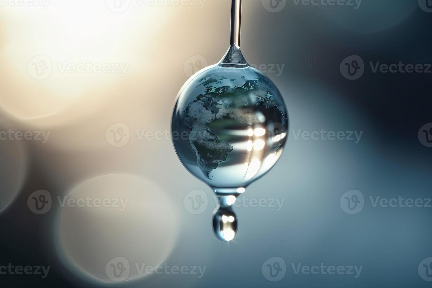 World water day. Planet save water drop. Generate Ai photo