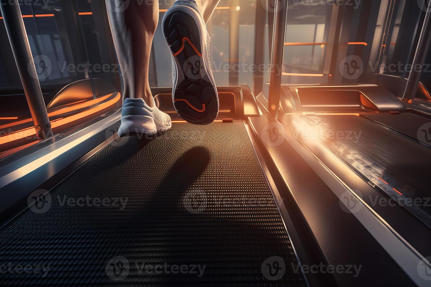 Running legs on treadmill. Generate Ai photo