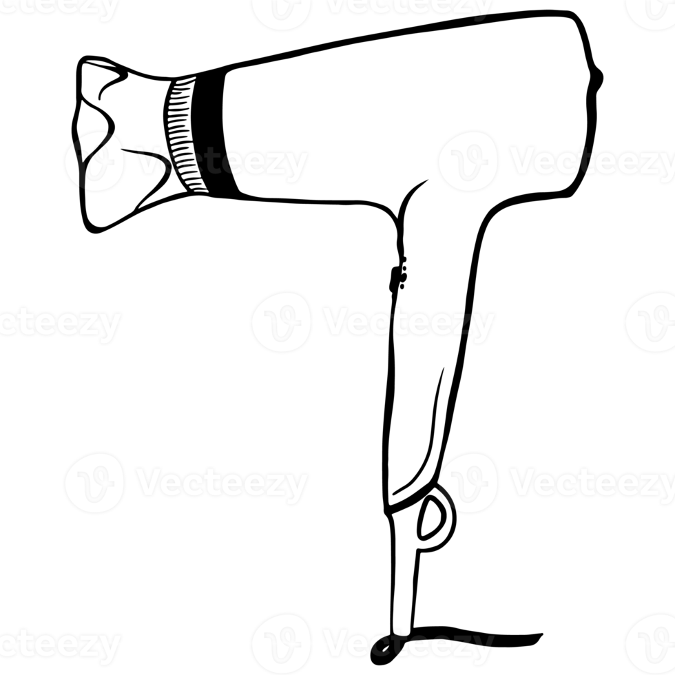 hair dryer outline, Hand drawn outline illustration, Sanitary ware