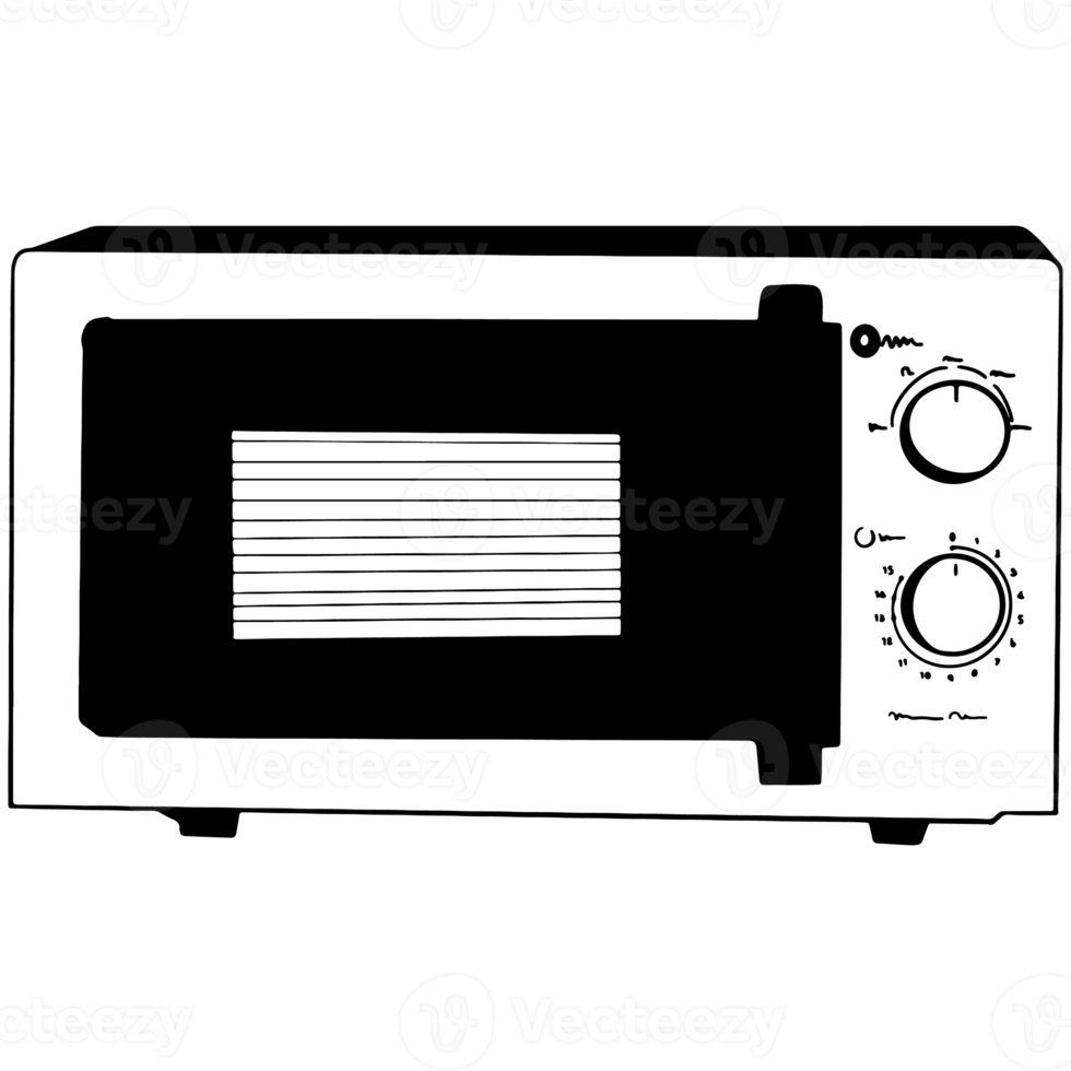 microwave outline, Hand drawn outline illustration, kitchen appliances element png