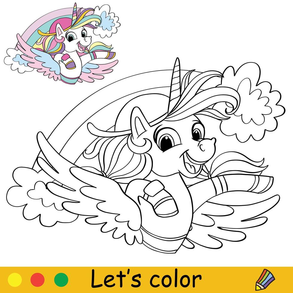 unicornio colorante página con modelo vector ilustración 6 6