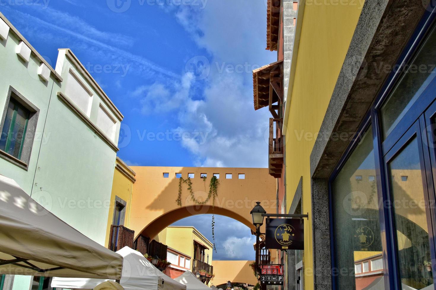 city of Corralejo on the Spanish Canary Island Fuerteventura on a warm holiday day photo