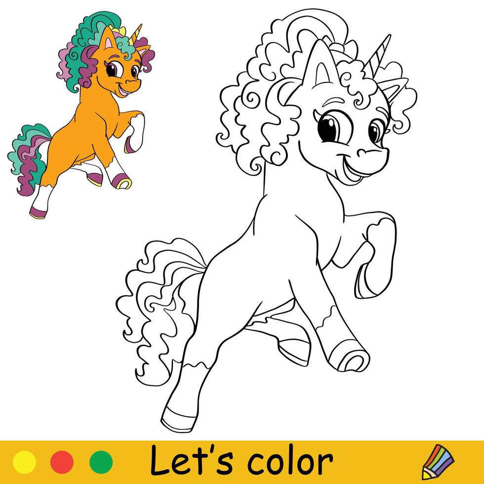 unicornio colorante página con modelo vector ilustración 2
