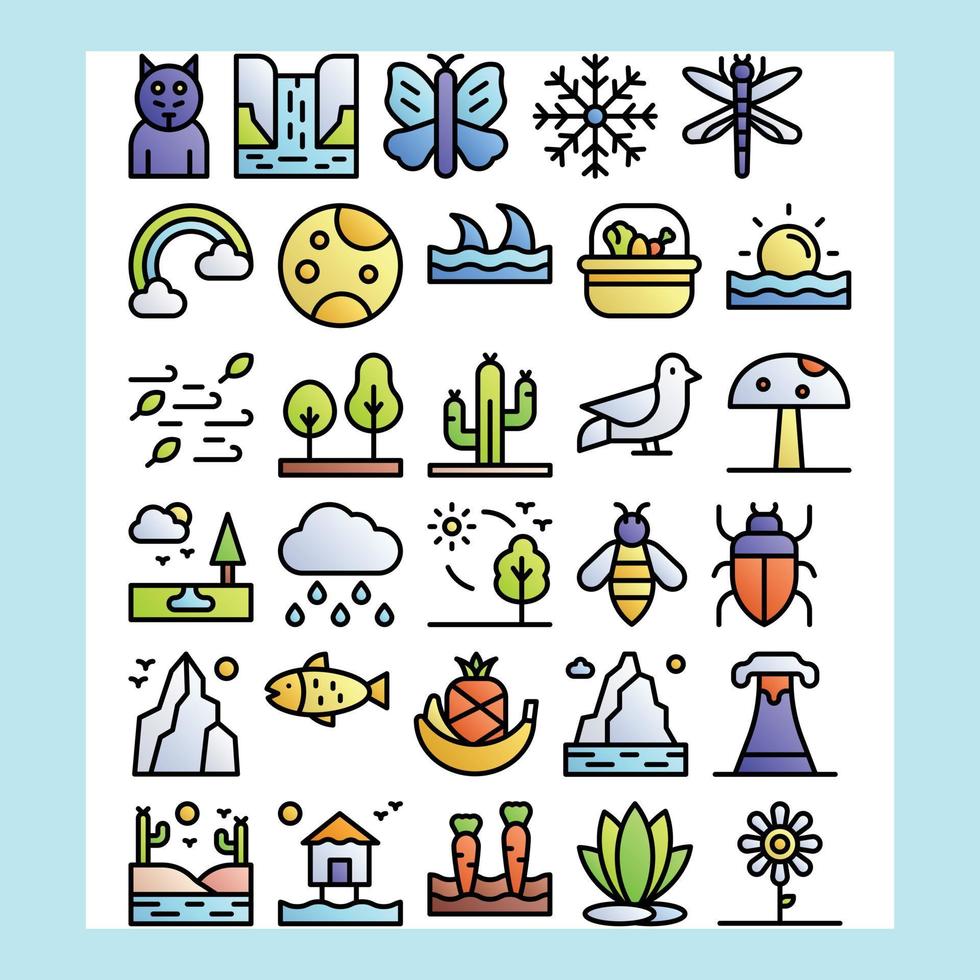 nature icon pack for download vector