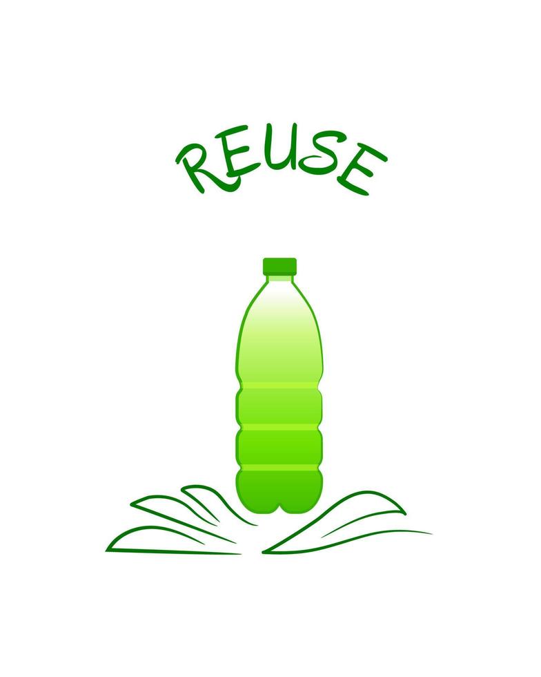 Reuse conceptual image, plastic bottle ecology vector