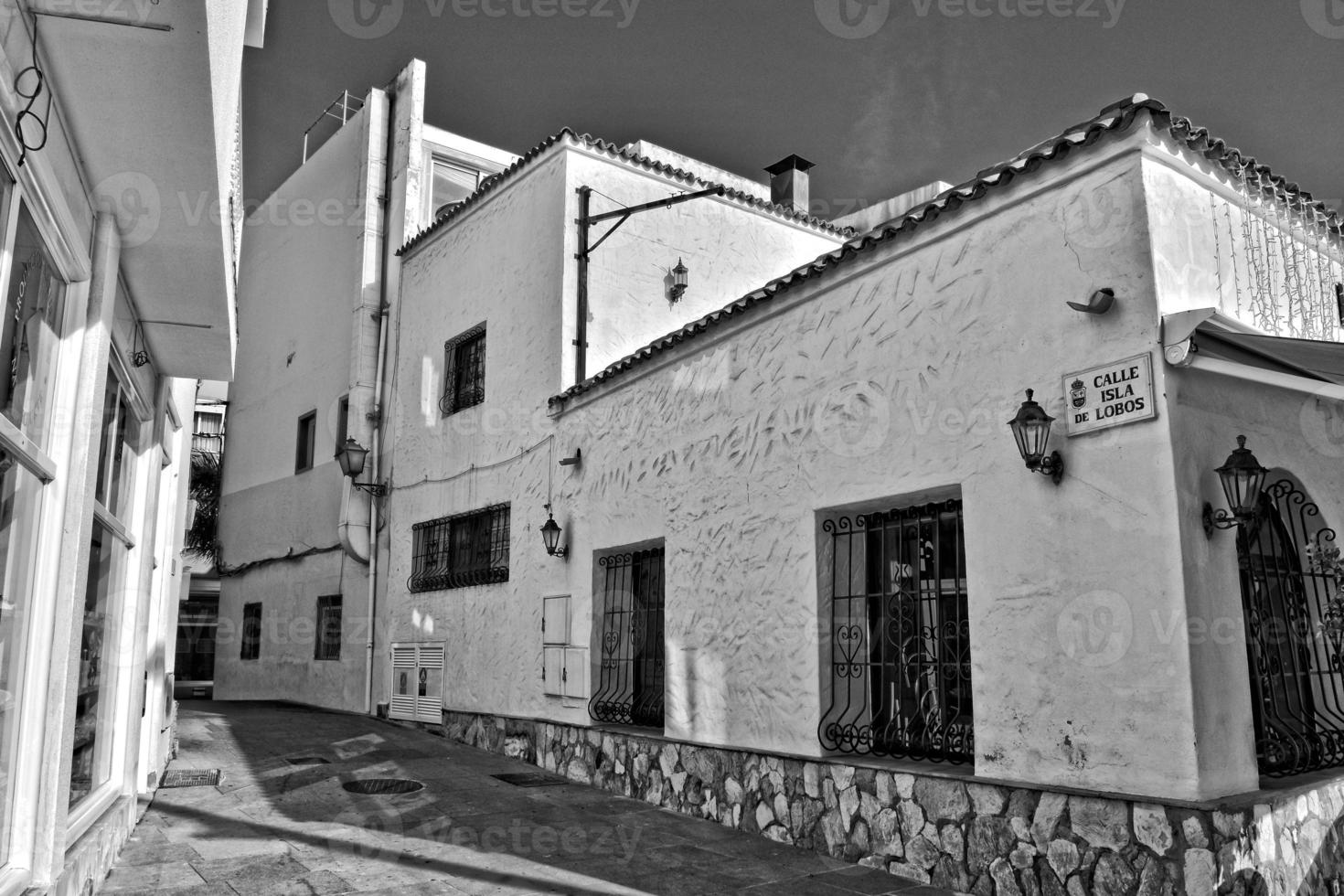 city of Corralejo on the Spanish Canary Island Fuerteventura on a warm holiday day photo