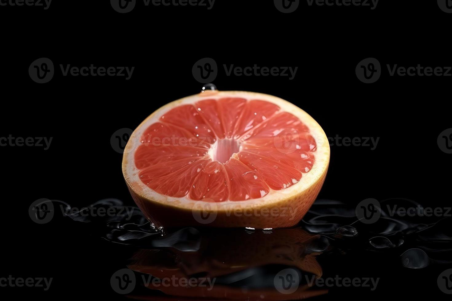 Grapefruit on black background. Generate Ai photo