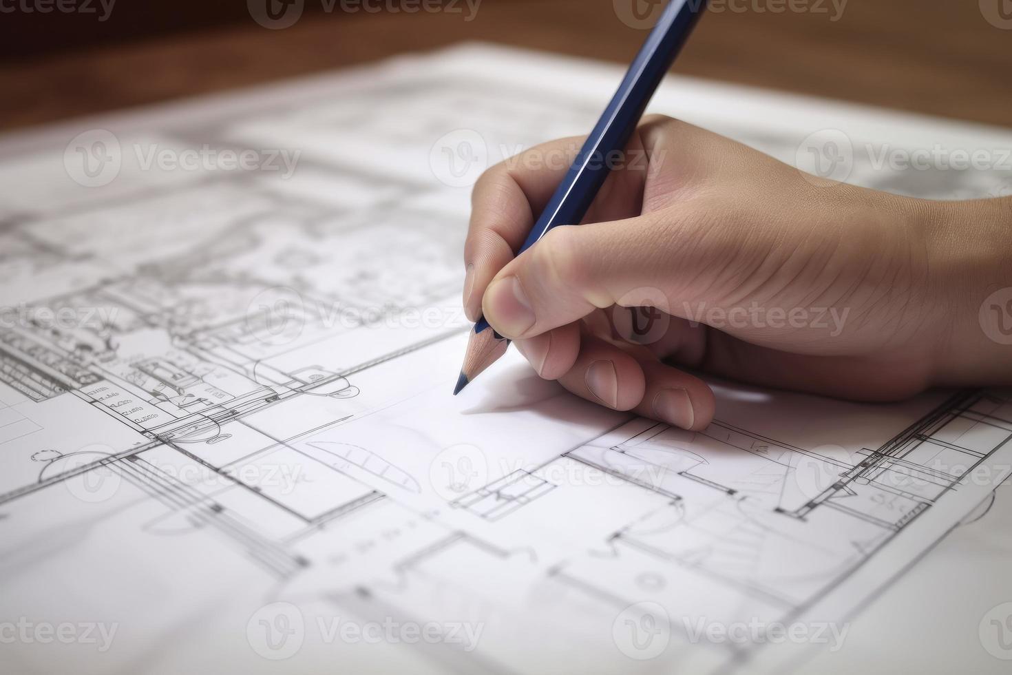 Hand draw apartment plan. Architecture building. Generate Ai photo