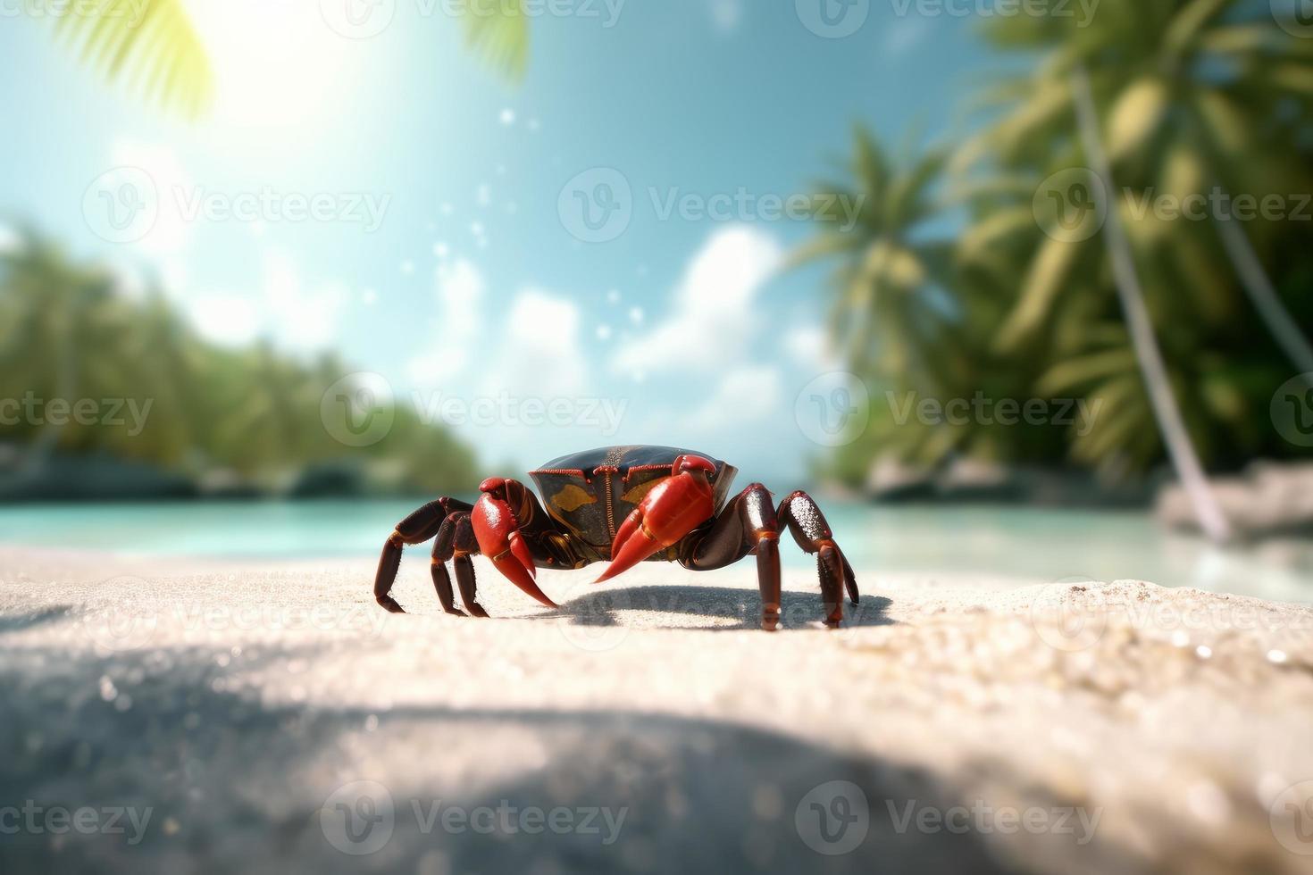 Crab on tropical paradise. Generate Ai photo