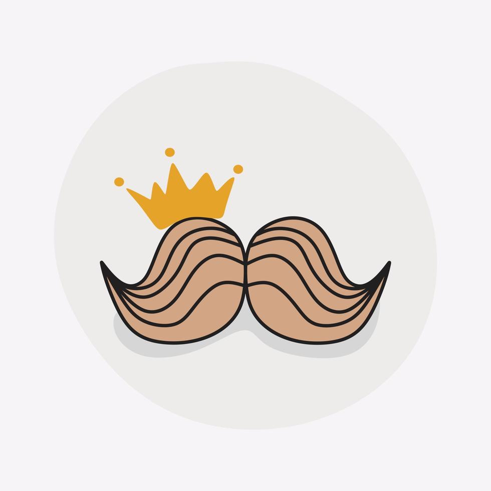 A cartoon mustache with a crown on it and barber mustache logo and salon logo vector  design  crown logo design