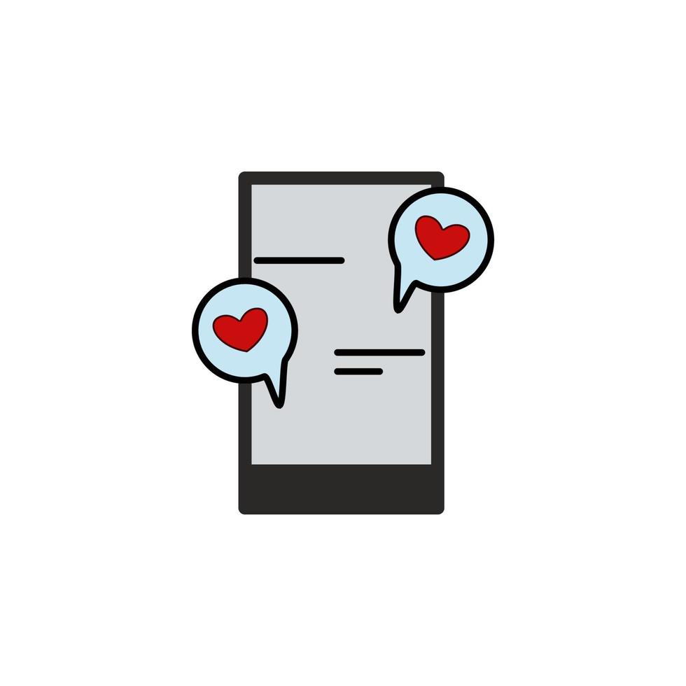 Mobile phone, chat, love, heart valentine s day vector icon