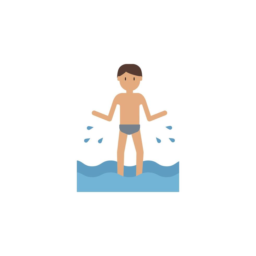 Beach, man, sea cartoon vector icon