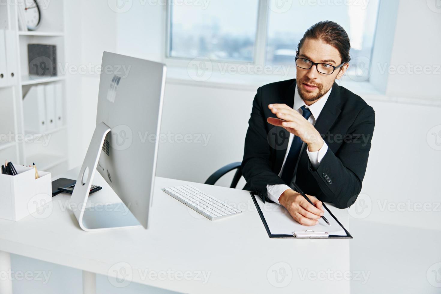 office worker documents in hand communication by phone Chief photo