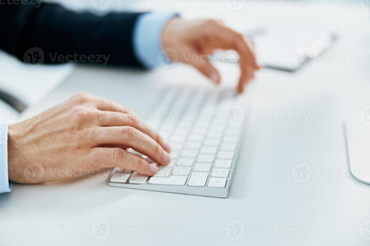 Hands on desktop keyboard computer work office photo