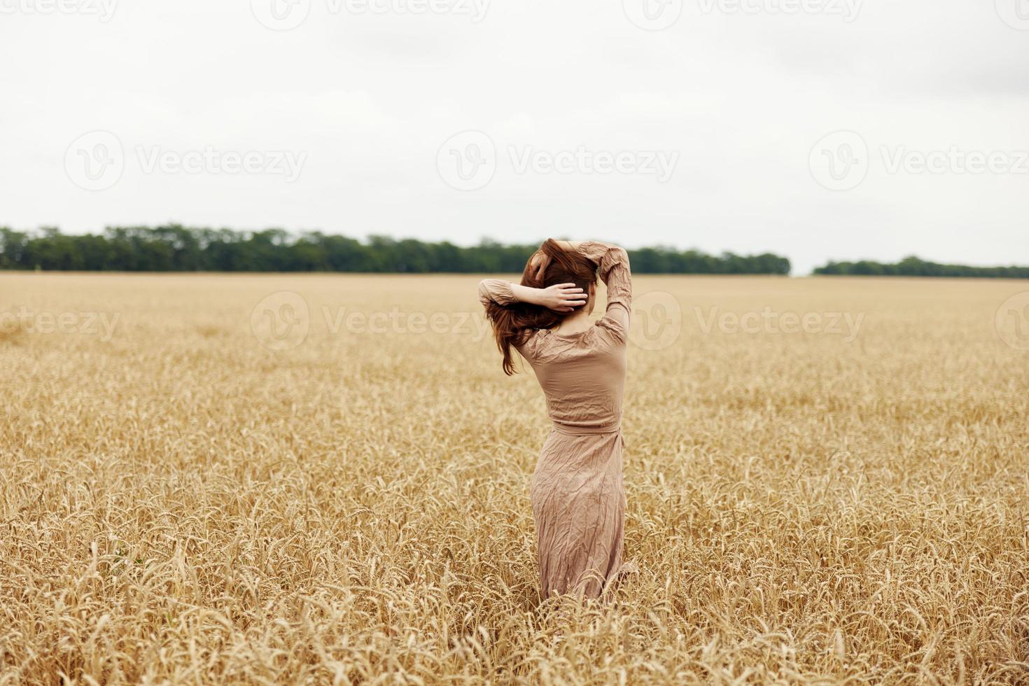 female hand rye farm nature autumn season concept photo