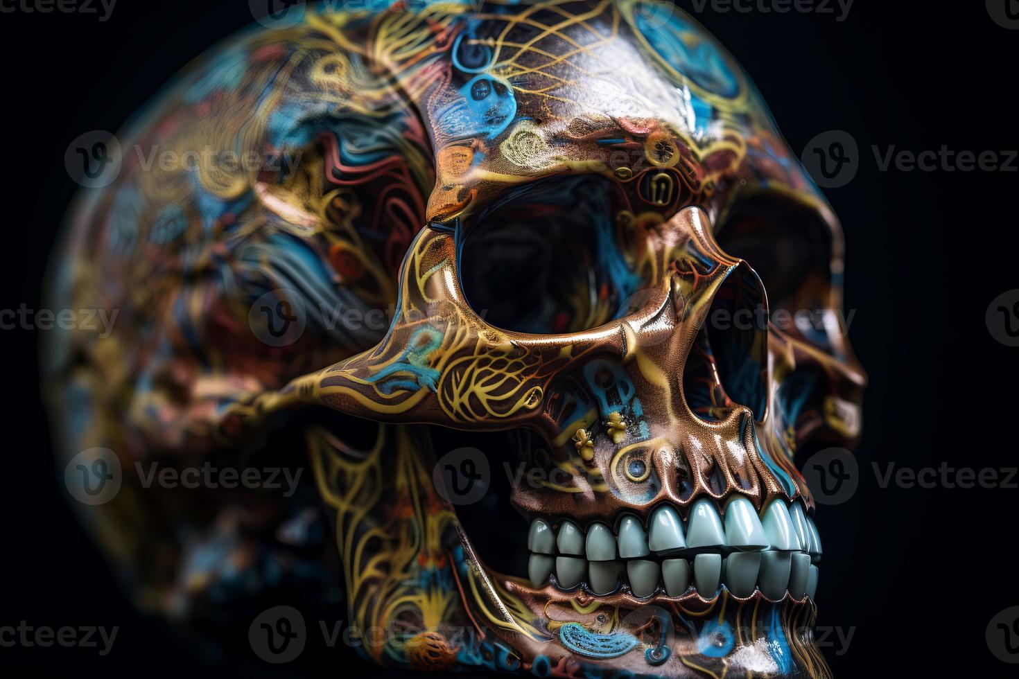 Biomechancial skull detailed. Generate Ai photo