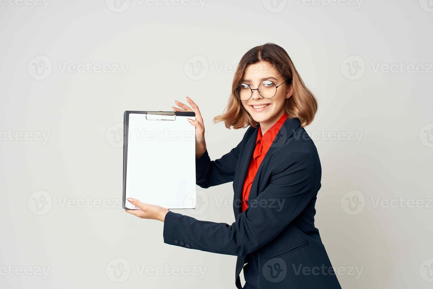 woman in suit documents manager office work photo