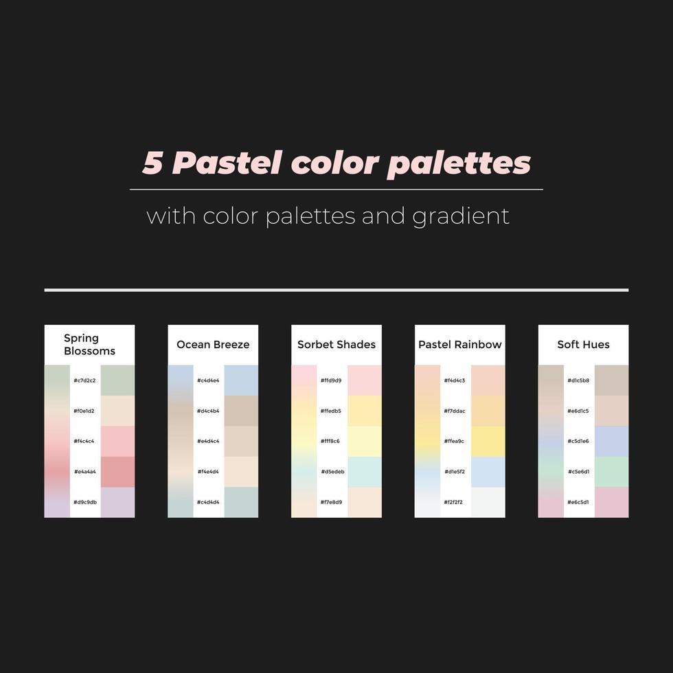 5 Pastel color palettes vector
