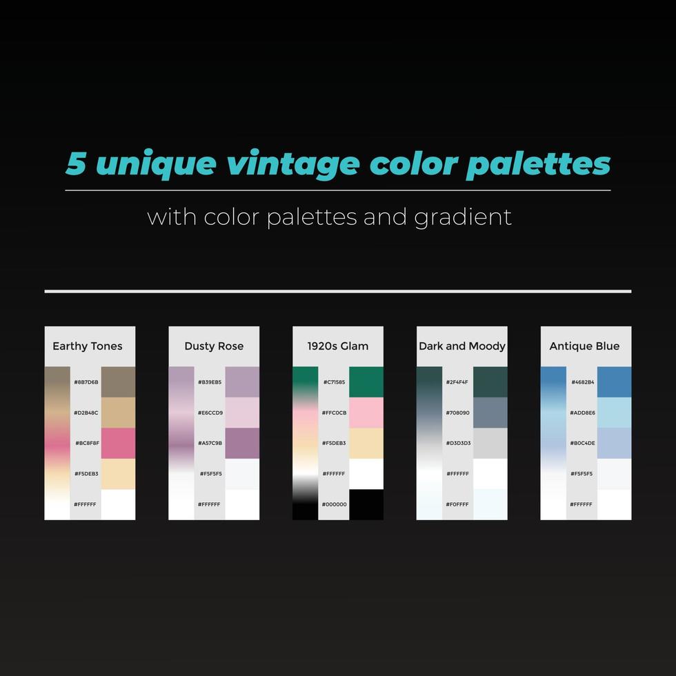 5 5 único Clásico color paletas con color y degradado vector