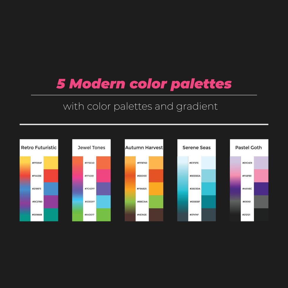 5 5 moderno color paletas con color y degradado vector