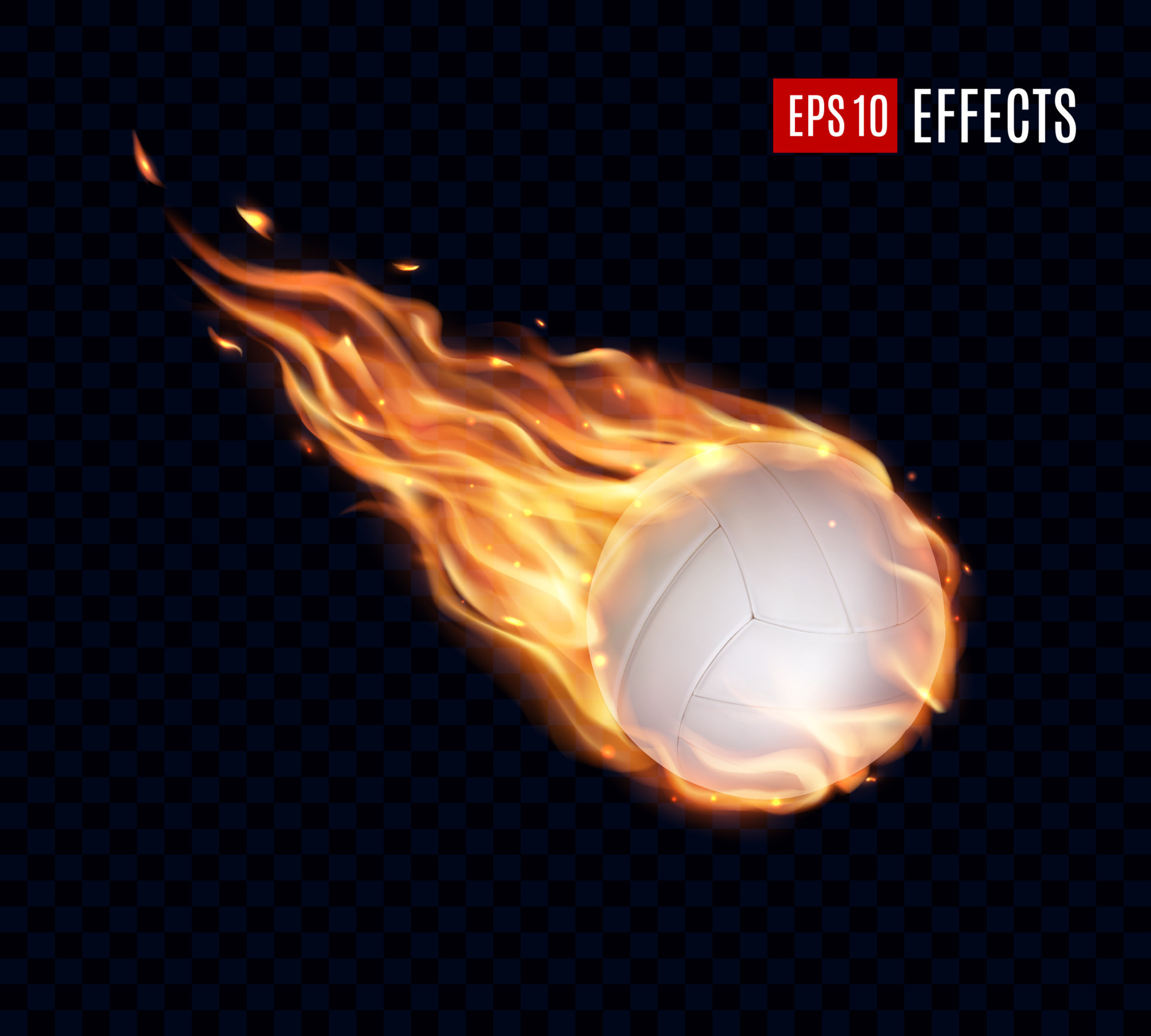 Volleyball ball with fire flames, sport fireball 22392758 Vector Art at