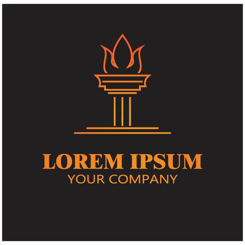 Fire torch with flame flat icons set. Collection of symbol flaming, illustration vector