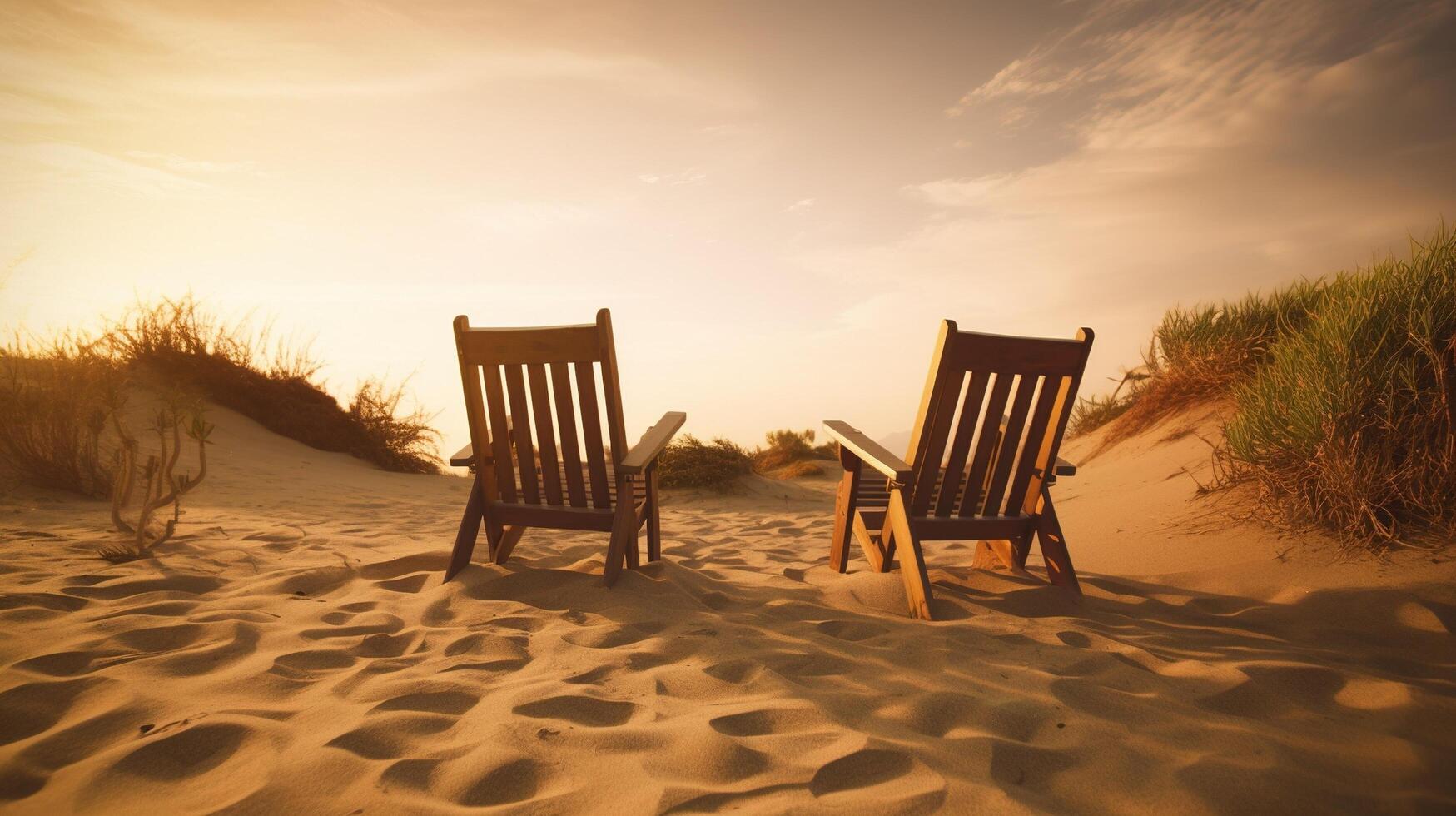 bench at sunset photo