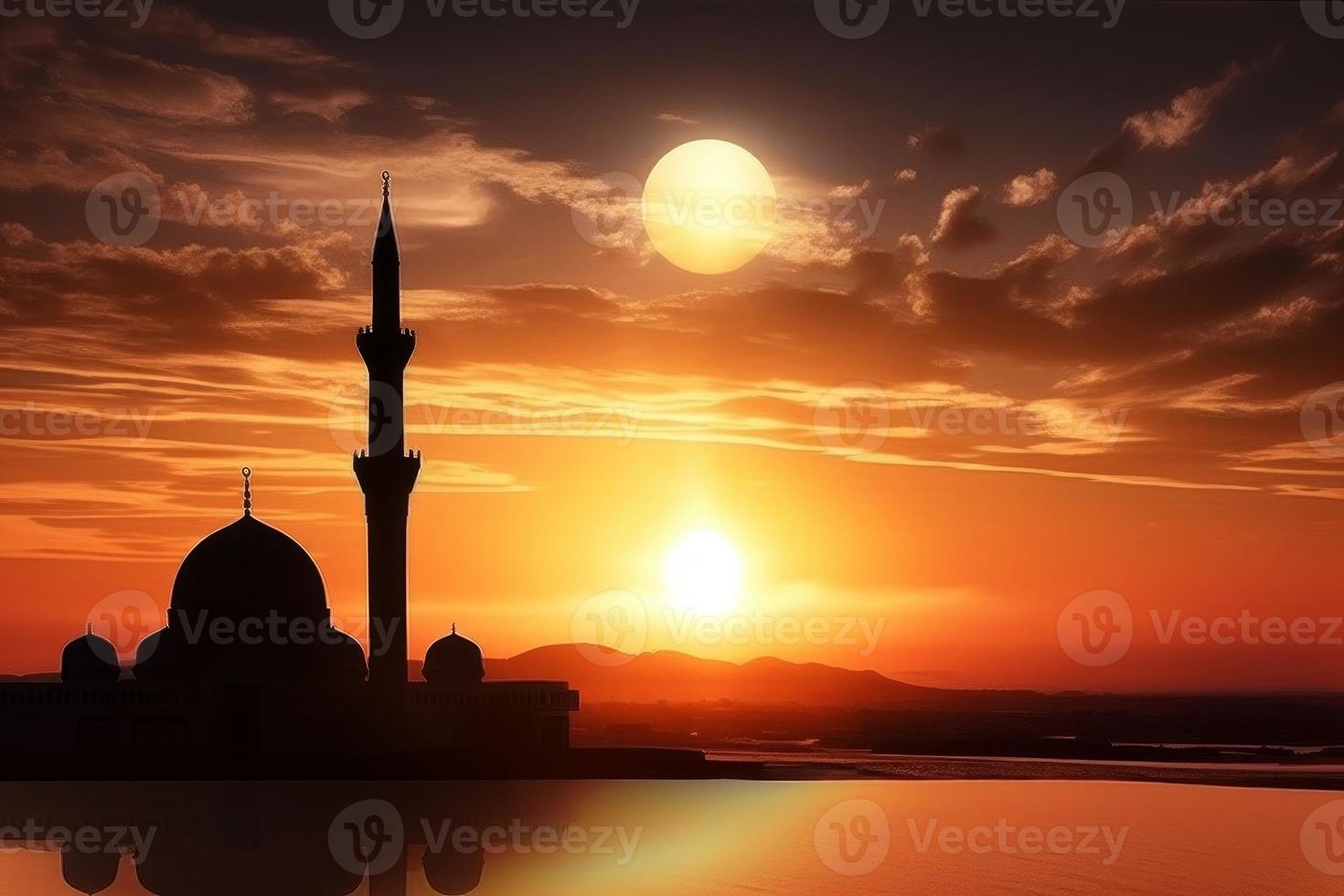 Islamic sunset mosque. Turkey islam. Generate Ai photo
