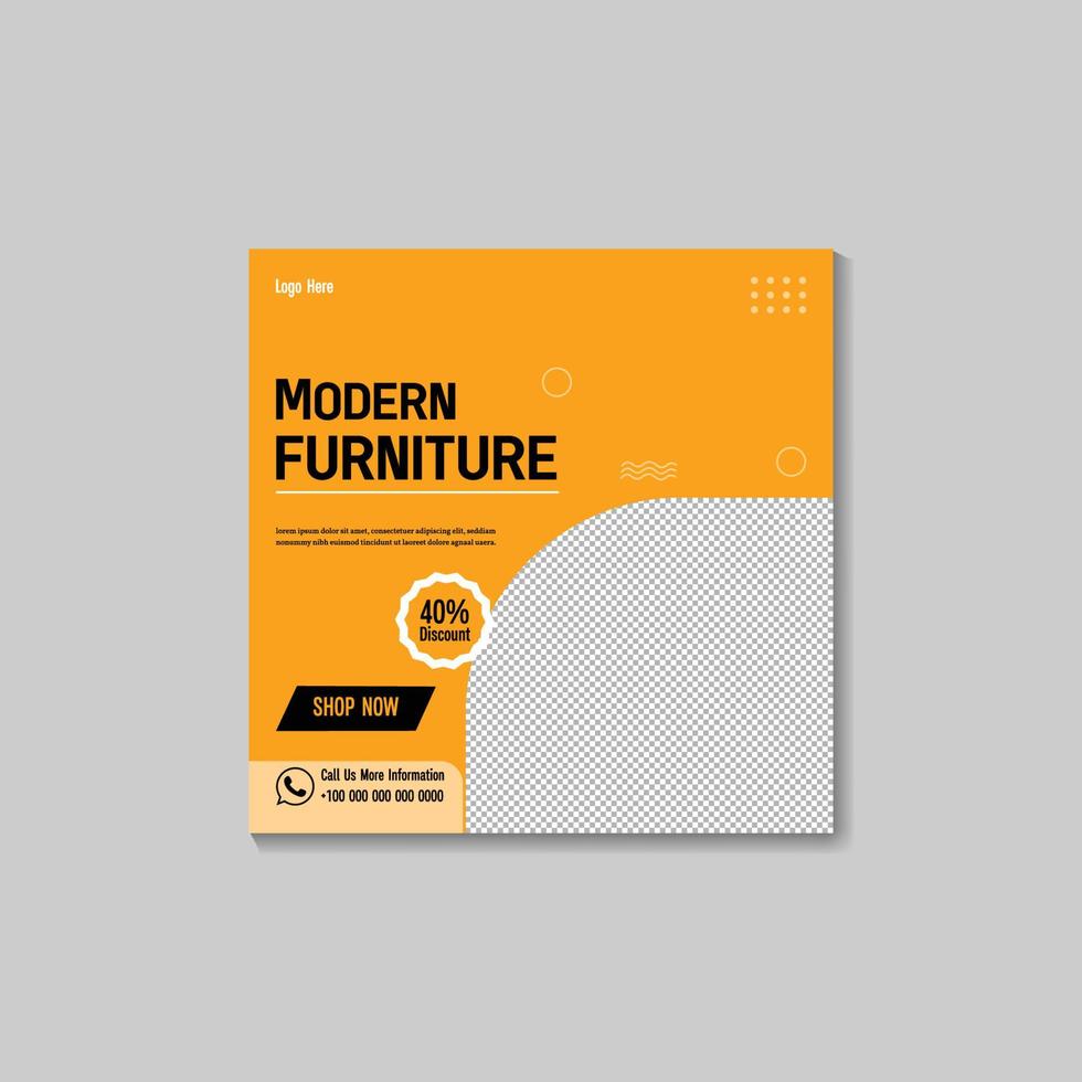 social media template design and promotion for modern furniture sale vector